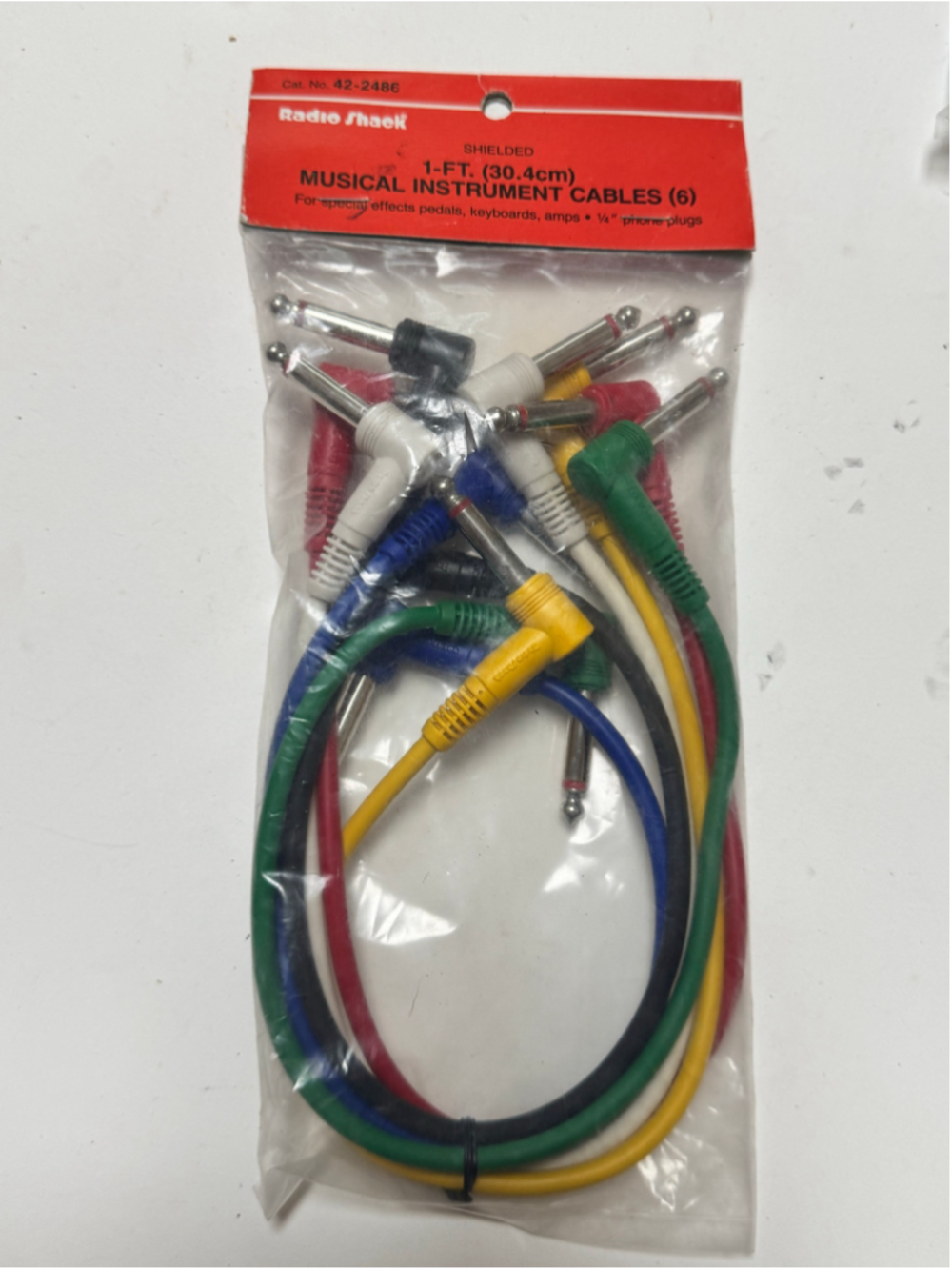 RadioShack 1-Ft Musical Instrument Cables 6-Pack Multi-Color 42-2486